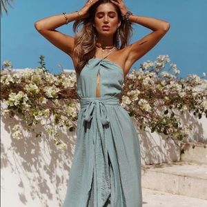 hello molly stop motion maxi dress - olive